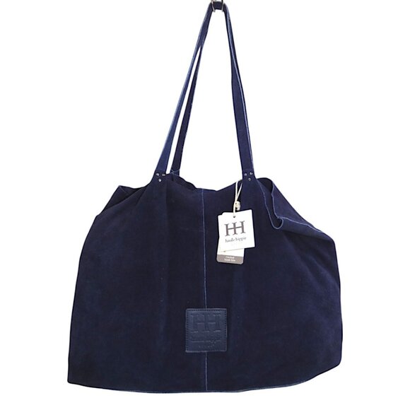 Haute Hippie Handbags - NWT Genuine Suede Haute Hippie Navy Cinched Tote & Pouch – Boho Minimalist Bag